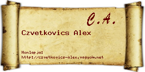 Czvetkovics Alex névjegykártya